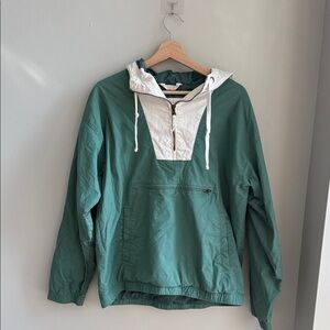 American Eagle Outfitters Forest Green and White Anorak